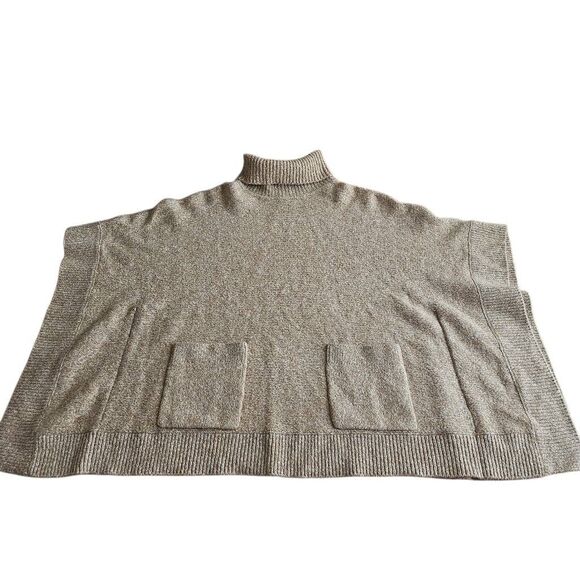Michael Kors womens Sz L wool blend cotton  beige tan white knit oversized sweat - Picture 1 of 8